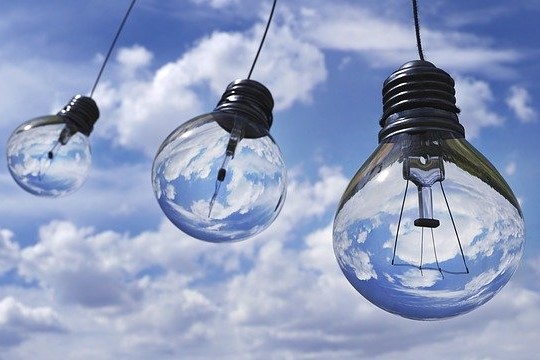 Three-light-bulbs-in-blue-sky