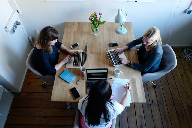 Three-women-working-on-computers